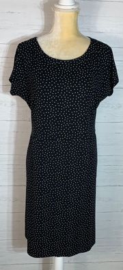 J Jill Wearever Collection Size M Sheath Shirt Dress Polka Dot Stretch w/pockets