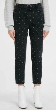 CURRENT/ELLIOTT Jeans Size 24 Denim The Vintage Cropped Slim Polka Dots Dot NWT