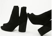 [Jeffrey Campbell] Black Suede Oath Split Shaft Chunky Heel Ankle Boots Size 9