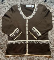 Vintage Y2K dollette Alfred Dunner lacy cardigan sz PL