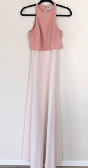 Jill Stuart BHLDN Iva Crepe Blush Pink Duo Two Tone Gown Maxi Dress Women Size 4