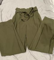 A New Day Adjustable Waist Flowy Pants Green