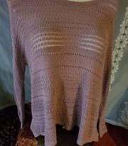 J Jill size extra large lavender sweater long sleeves crochet design.see-through