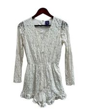 Disney Beauty And The‎ Beast Sz S Lined Romper Playsuit White Lace Bell Sleeves