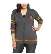 Harry Potter Gryffinfor House Cardigan Gray Size XL Preppy Wizard Academia Cute