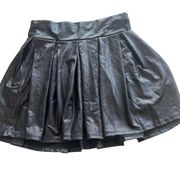 Spirit Black Faux Leather Pleated Mini Skirt Women's Size M