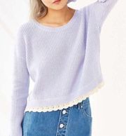 Kimchi Blue lavender lace hem crop sweater