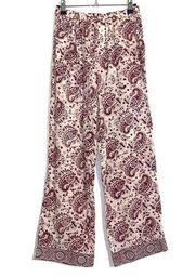 NEW Cleobella Paisley Print Straight Leg Cropped Pull On Pants XS