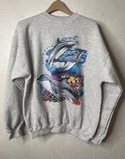 Vtg 90s SeaWorld Dolphin Sweater unisex Large Gray Tultex Tag 90s NICE