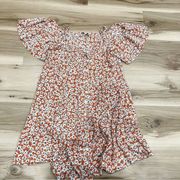 Patrons of Peace Orange Floral Off the Shoulder Ruffle Dress Women’s Small