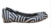 Melissa + Gareth Pugh Womens Ballet Flats Shoes Black White Slip On Geometric 10