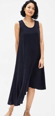 Eileen Fisher Silk Georgette Crepe Asymmetrical Dress