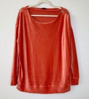 Lane Bryant Size 10/12 Orange Chenille Boatneck Top with Shoulder Zipper