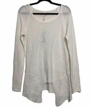 Monoreno Off White Linen Blend Long Sleeve Top