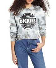 Dickies Womens Grey White Logo Tie-Dye Cropped Long Sleeves Sweatshirt Size M