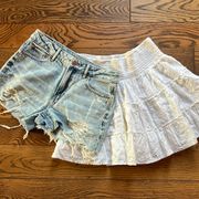 Aeropostale American Eagle Denim High Waisted Shorts And skirt