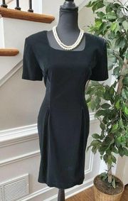 Vintage London Green Acetate & Rayon Short Sleeve Knee Length Dress