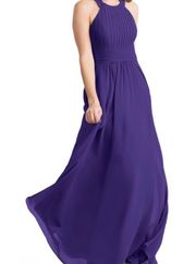 Winona Pleated Overlay Accordion Chiffon Bridesmaid Prom Gown Formal Evening Dress Regency Eggplant 🍆 Crisscross Straps Open Back