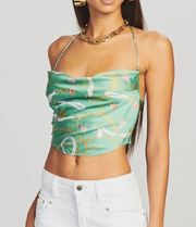 SER.O.YA Ellison Silk Top In Green Nautical