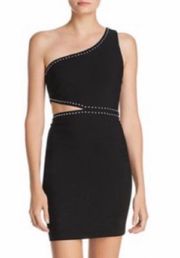 NWT  Portia One Shoulder Studded Black Mini Cut Out Dress size 6