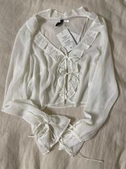 tie front chiffon babydoll blouse