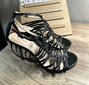 Coach Black Fantasia Heels Strappy Stilleto Size 8B