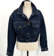 Vintage 80s Wrangler Denim Cropped Jacket Hand Embroidered Mickey Mouse Disney