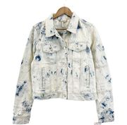 Free People Womens M Rumors Jones Bleach Tie Dye Trucker Denim Jacket Grunge