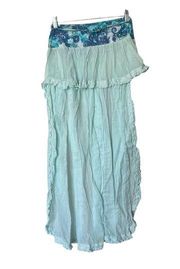 Piluca Bayarri Flowy Beach Maxi Skirt Cover Up Teal Aqua Boho Skirt Small