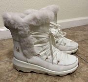 Women's SPYDER Camden Snow Boots Faux Fur Lining White W/ Rose Gold Sz 9.5