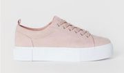 H&M  Powder Pink Faux Suede Platform Sneakers 8.5