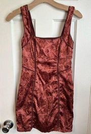 FREE PEOPLE Intimates Night Gown Slip Crimson Red with Roses