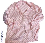 Victoria's Secret  Pink White Striped Button Up Sleep Shirt Extra Small XS