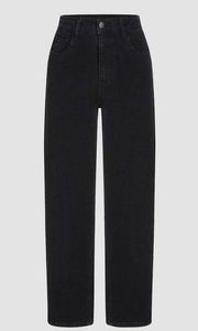 Cider Black High Waist Straight Leg Cropped Jeans