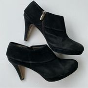 Adrienne Vittadini Womens Black Size 8.5 Suede Low Ankle Heeled Booties