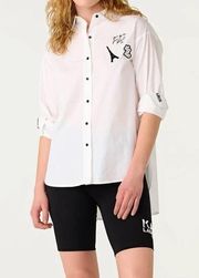 KARL LAGERFELD POPLIN WHITE SHIRT WITH PATCHES M