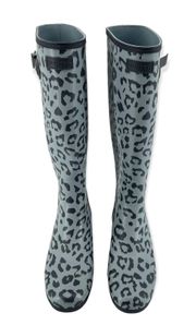 Hunter Original Leopard Print Refined Tall Waterproof Rain and Snow Boots Size 9