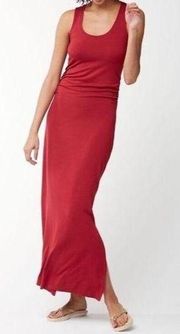 Tommy Bahama Dress Womens L Sangria Red Tambour Tank Maxi Ruched Slits Stretch