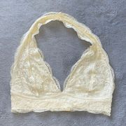 Gently Used  Pins and Needles Cream Halter Bralette, Size Small