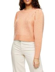 TopShop Pleated Sleeve Crop Sweater Pullover Top