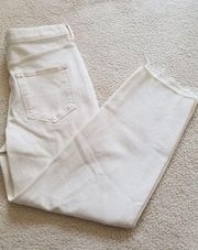 TED BAKER Ellra Barrel Leg Raw Hem Denim Jean White Ecru Women's Size 28