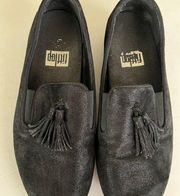 FitFlop black metallic tassel loafer