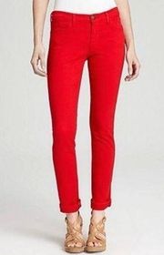 Current/Elliott The Rolled Skinny Jeans in Caution Red Size 27