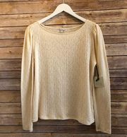 Hinge Lace Puff Sleeve Long Sleeve Top Size Large NWT