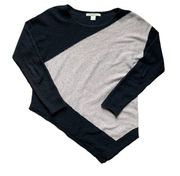 Joan Vass Cashmere Black & Tan Asymmetrical Sweater M