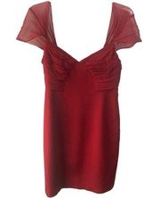 Vintage Silk Bodycon Red Cocktail Mini Dress, Size 4