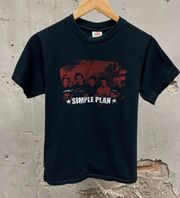 Simple Plan Vintage Y2K Black Short Sleeve Band Tee Small S Grunge Punk Retro