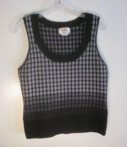 Talbots Wool Vest  Sweater Top Black & Gray 1980's Vintage