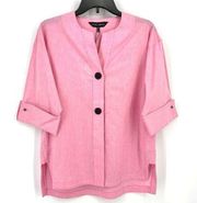 Ming Wang Heritage Fit Artisan Poplin Pink Shirt Women Size XS Blouse