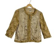 Haute Hippie Vintage Gold Metallic Beaded Hook-and-Eye Closure Evening Jacket